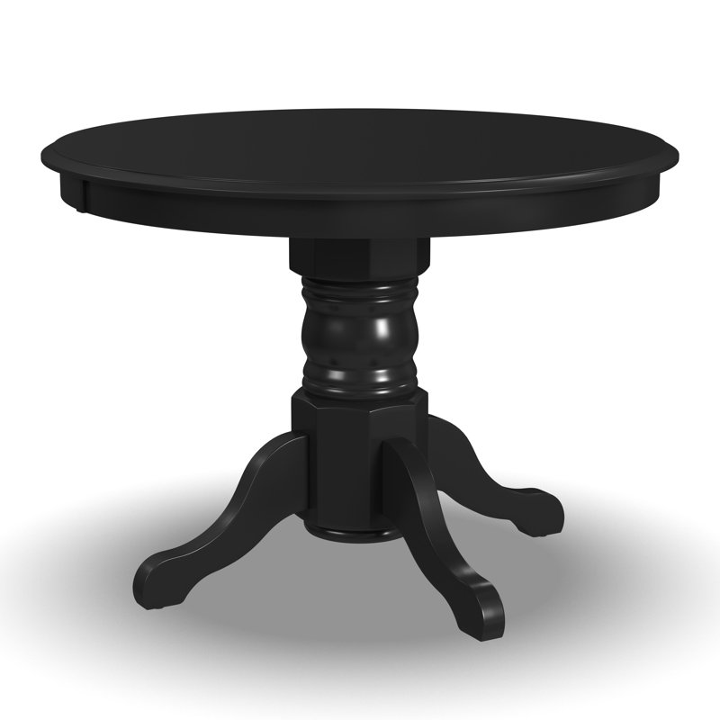 Table de salle à manger à piédestal en bois massif de 42 po Standridge, Noir