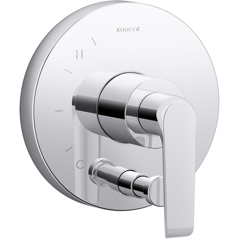 Garniture de valve Avid Rite-Temp avec inverseur à bouton-poussoir et poignée levier, Chrome poli