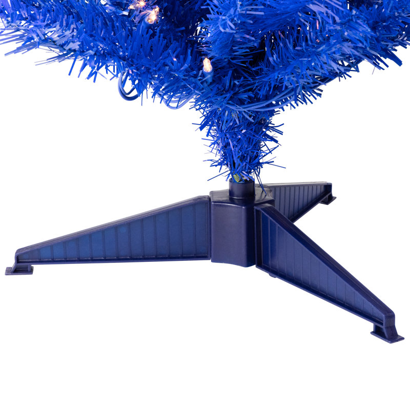 Pre-Lit Medium Artificial Pine Christmas Tree - Royal Blue - Clear Lights, 4'