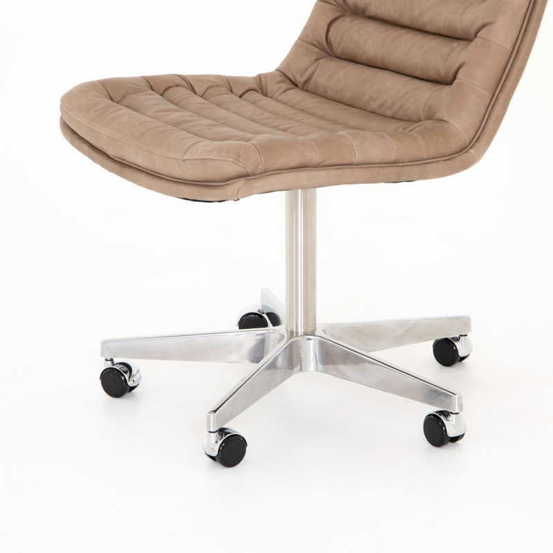 Malibu Leather Swivel Task Chair, Natural Washed Mushroom