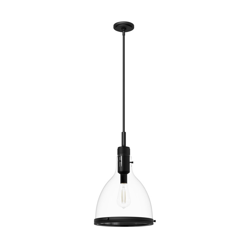 Van Nuys 1 Light Bell Pendant, 21" H x 13" W x 13" D, Matte Black