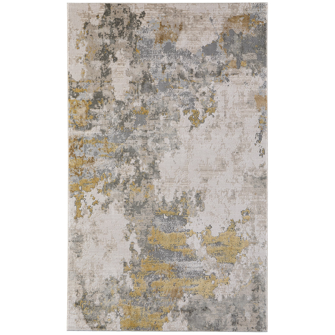 Annya Modern Abstract Power Loom Gold/Birch Rug Lark Manor™ Rug 