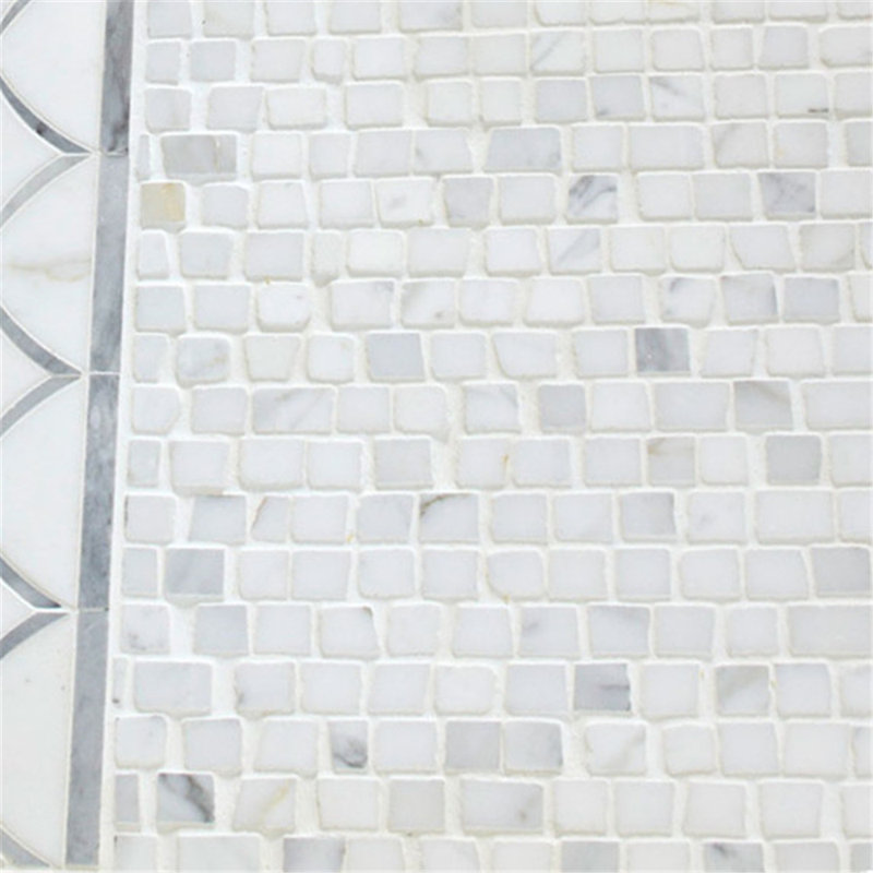 12" x 11" Marble Mosaic Wall & Floor Tile, Gray/White
