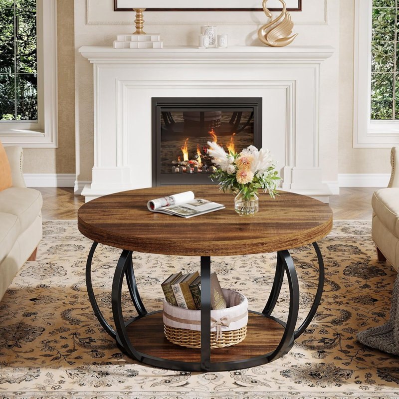 Frame Coffee Table with Storage, Brown