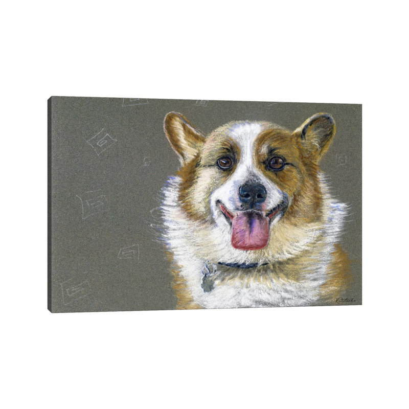 Corgie by Jennifer Redstreake - Wrapped Canvas Print, 20.32cm H x 30.48cm W x 1.91cm D