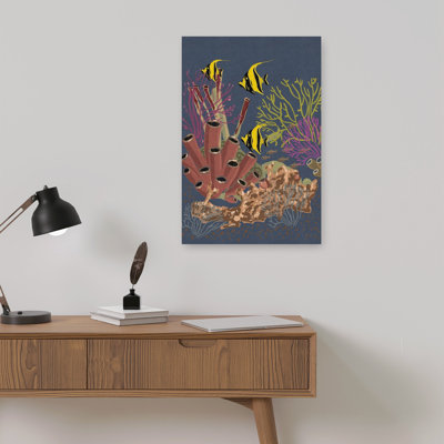 Impression d'art mural coloré, récif de corail coloré, poisson vibrant nature océan