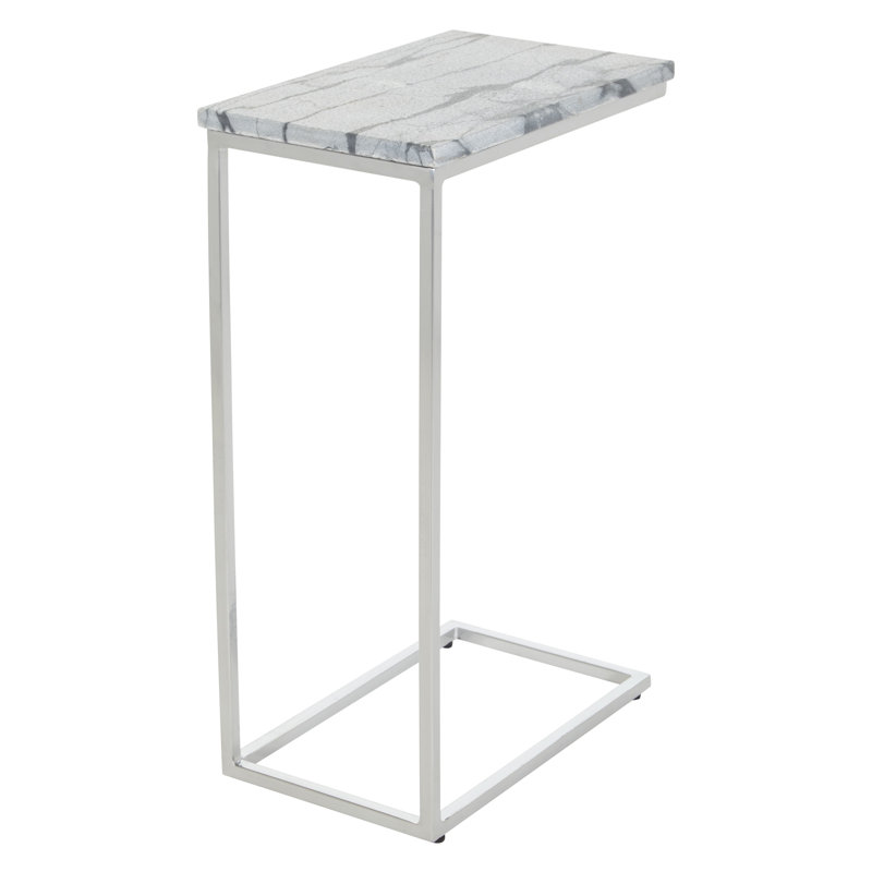 Table de bout en marbre uni Wallace, Chrome, Gris