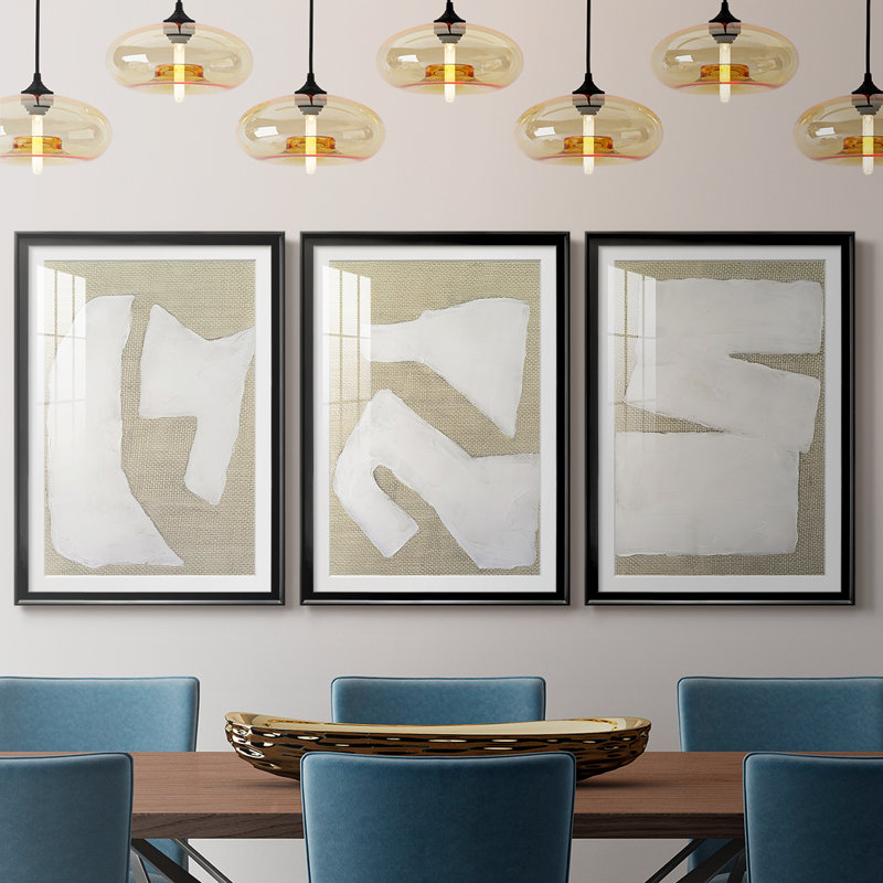 Lin Wabi Sabi I - reproduction sur mesure encadrée de qualité supérieure - 3 pièces, H 15 po x l 19 po, Noir