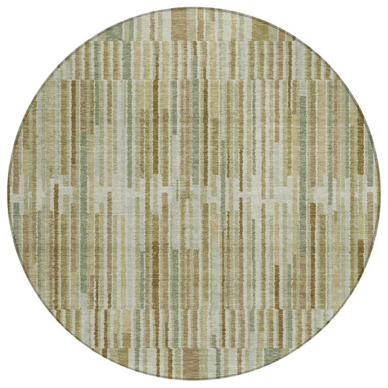 Machine Washable Indoor/Outdoor Xhevrie Khaki Rug