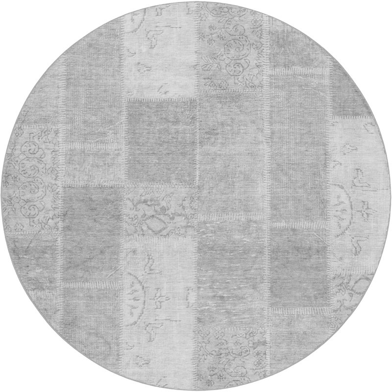 Tapis à poil long de qualité supérieure lavable à la machine ADS631, Silver, 8' Round