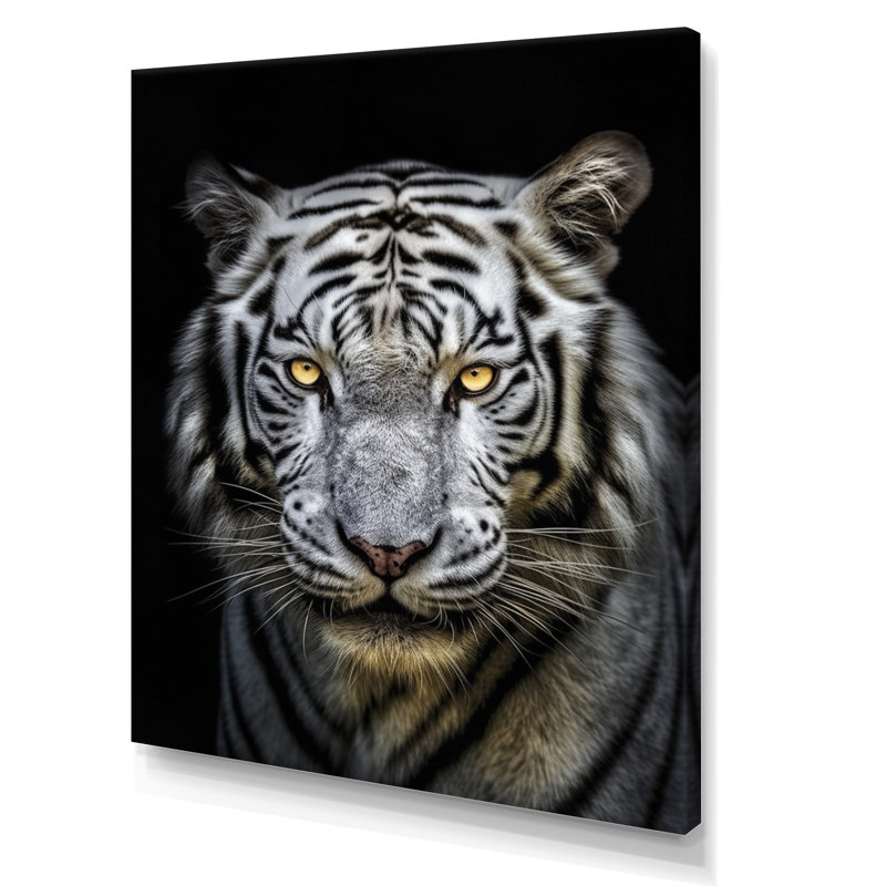 Tigre blanc féroce II - impressions encadrées de tigre, H 20 po x l 12 po x P 1 po, Toile tendue