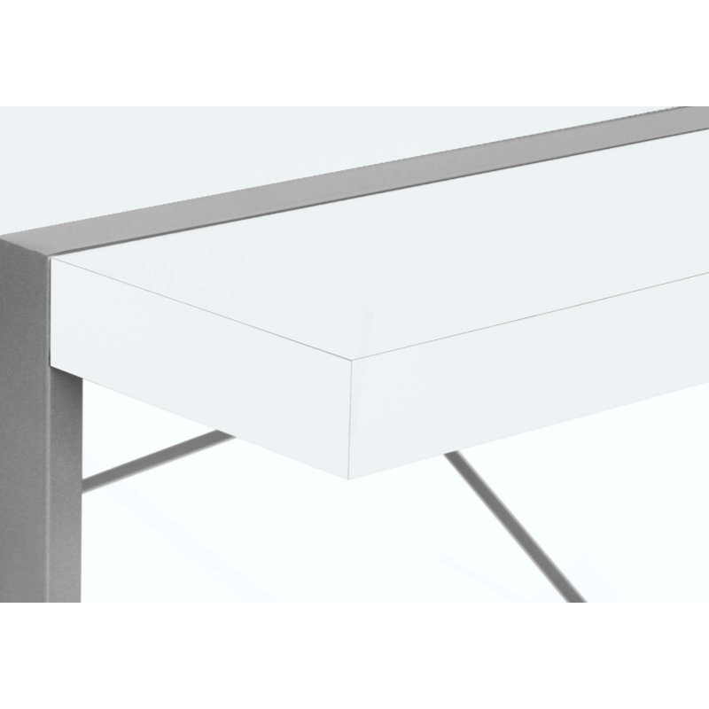 Bureau d'ordinateur, bureau personnel, ordinateur portable, travail, métal, contemporain, moderne, Blanc / Gris