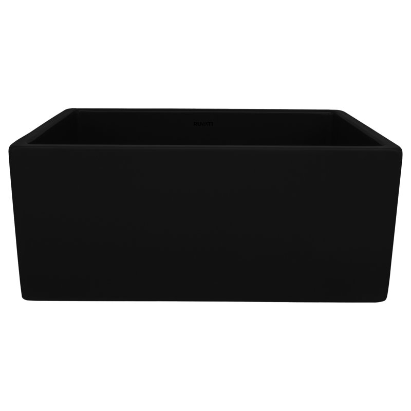 23'' L Double Bowl Fireclay Kitchen Sink, Black