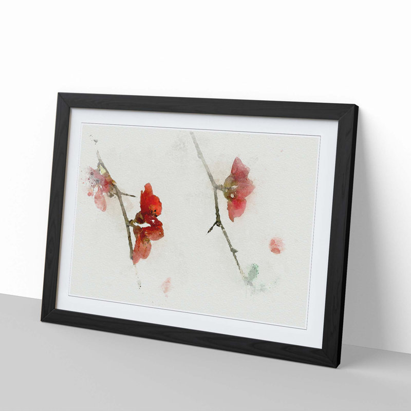 Pink Flowers & Thorns in Abstract - Picture Frame Graphic Art Print, 60cm H x 91cm W x 2cm D, Black