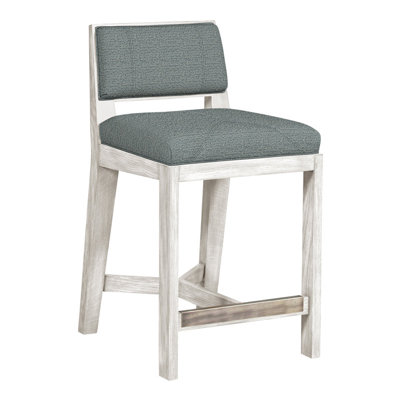 Scoville By Thom Filicia Upholstered Counter Stool with Solid Wood Frame, Casablanca, Cobalt Tuck