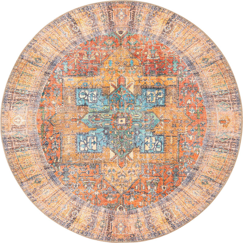 Mcclamma Chenille Oriental Indoor Rug, Round 3'6"