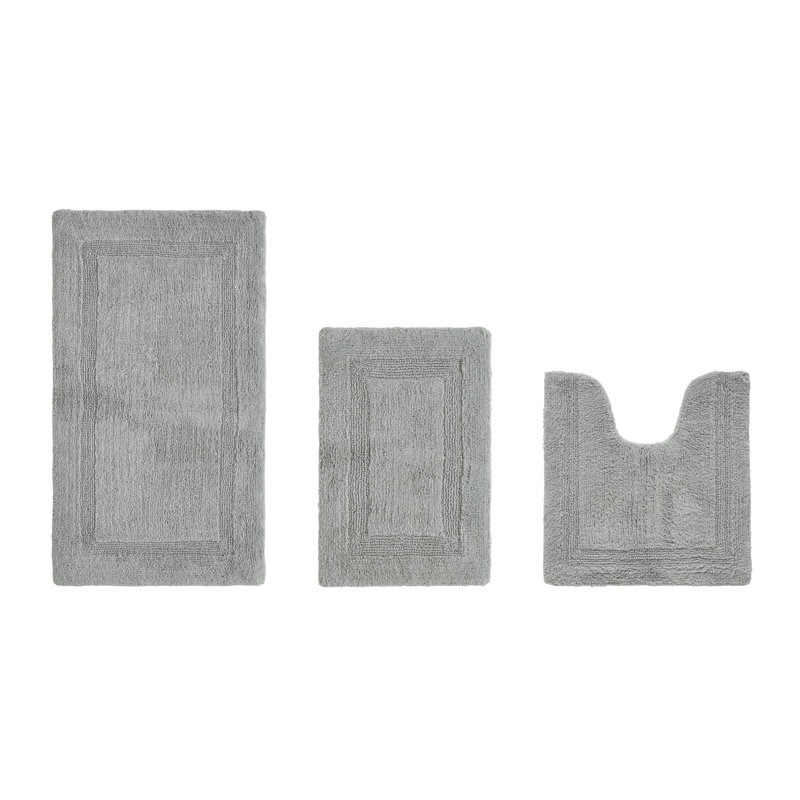 Annerose Premium 100% Cotton 3 Piece Bath Rug Sets, Machine Washable, Super Absorbent & Tufted Weave Reversible Bath Mat for Bathroom, Shower, and Tub, Oeko-Tex Certified Bathroom Rugs