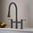 Double Handle Bridge Kitchen Faucet With Pull-down Spray Head-111025358