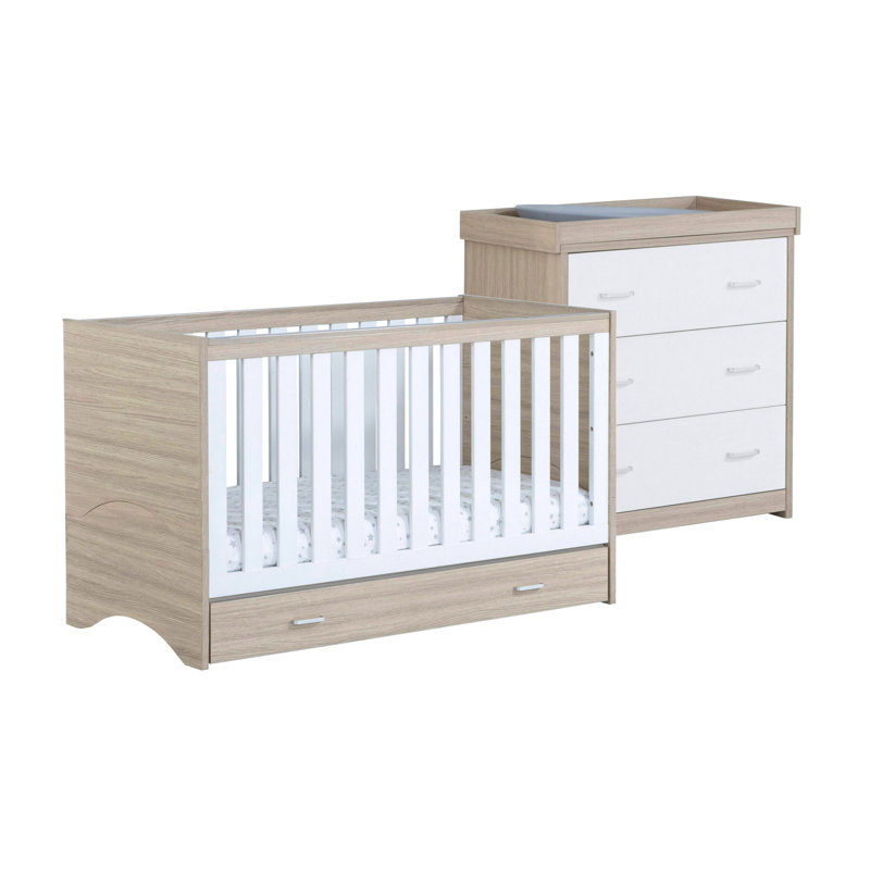 Veni 2 Piece Room Set with Drawer, Oak/White