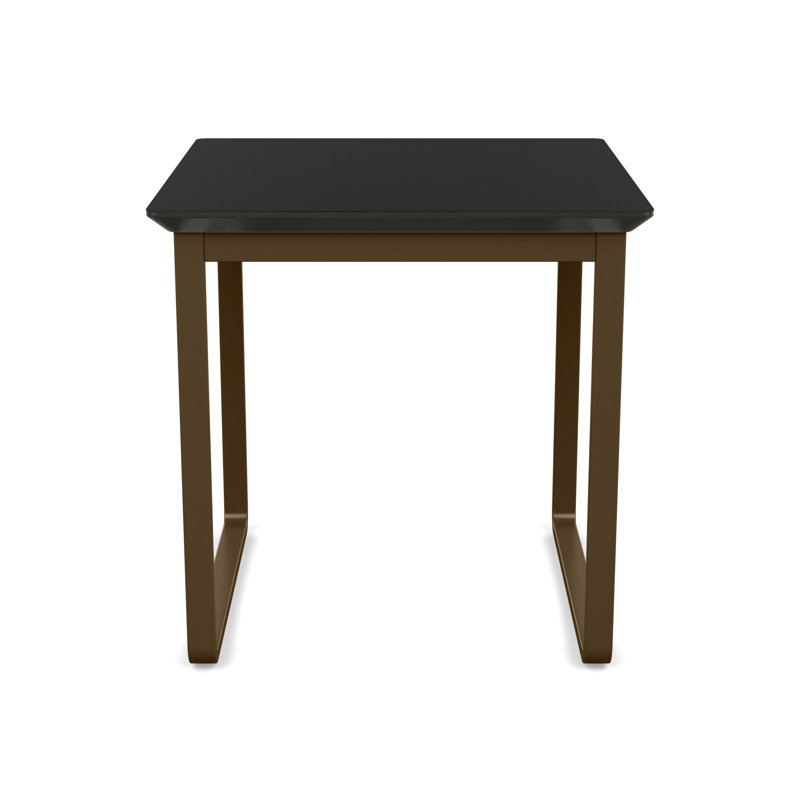 Gansett Waiting Reception End Table Metal Frame 20x20" High Pressure Laminate Top, Midnight Black, Bronze