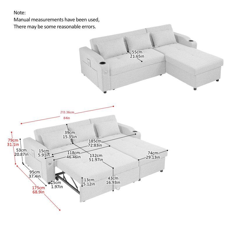 Chrisina Upholstered L-Shaped Sectional Left Hand Facing, Beige 100% Linen