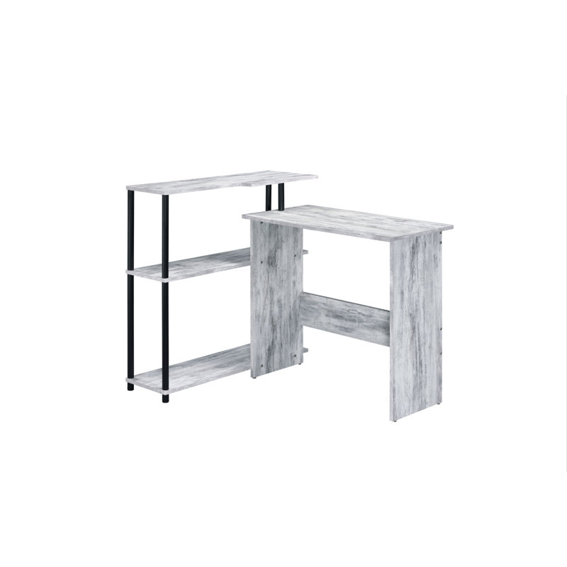 Gibson L-Shaped Writing Desk with 3-Tier Side Shelf, White
