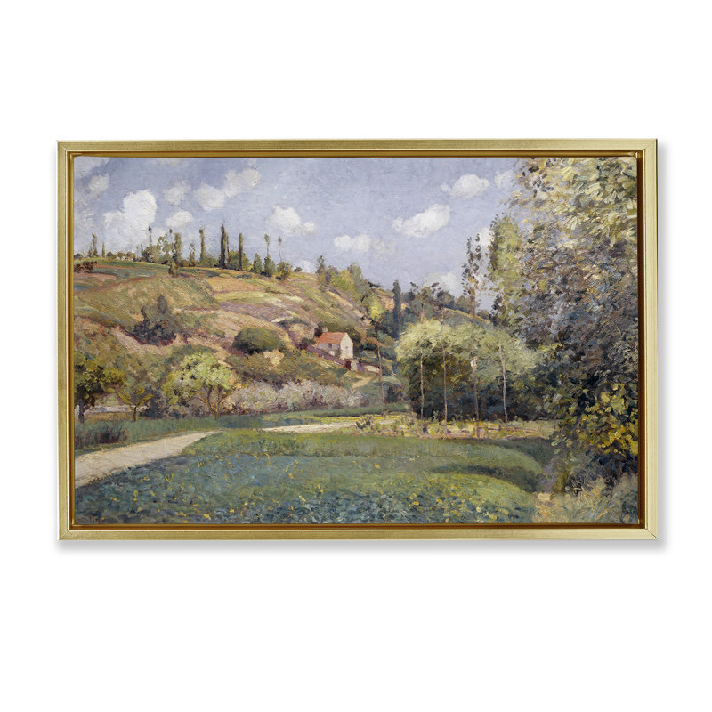 Toile flottante encadrée Rolling Green Hillside par CAD Designs, Cadre flottant métallique doré, H 17 po x l 25 po