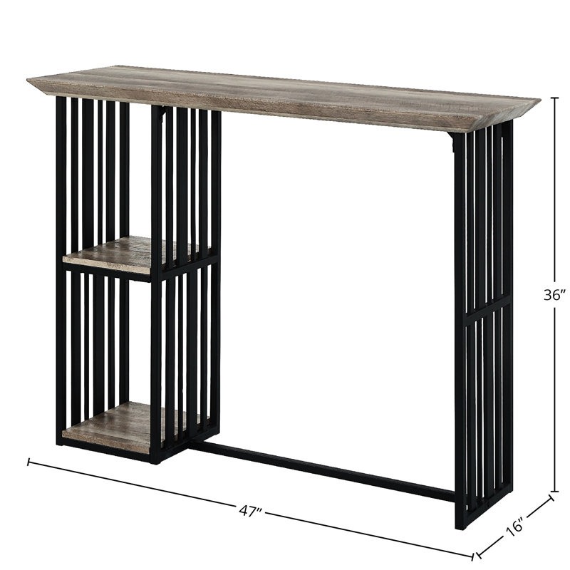 Table de salle à manger à hauteur de comptoir à 2 tablettes - 2 tablettes rectangulaires de style chêne et sable noir