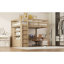 Lit mezzanine en bois avec garde-robe intégré, bureau, tablettes de rangement et tiroirs-1137581458