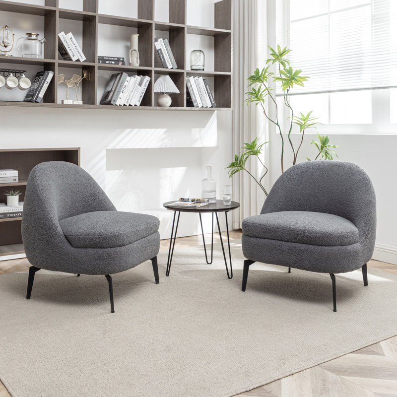 Fauteuil demi-tonneau rembourré Bula, Polyester gris