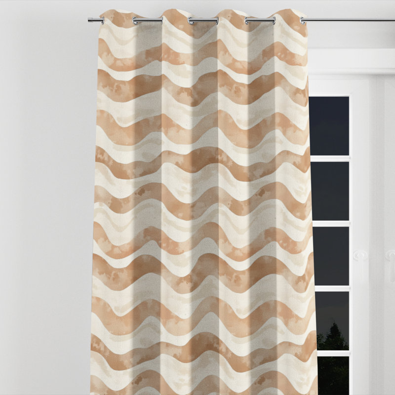 Rideaux abstraits pour chambre à coucher - Rideau à œillets Boho, L 52 po x L 63 po, Œillets argentés