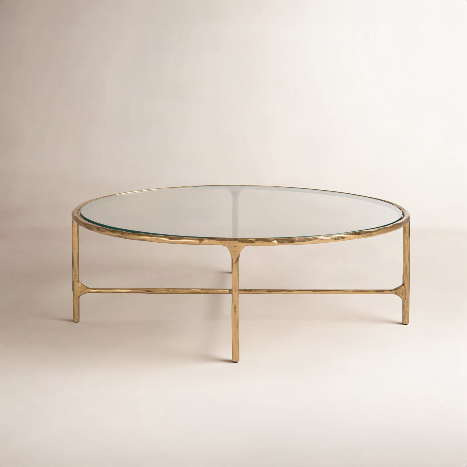Evelynn Coffee Table, Brass, Clear