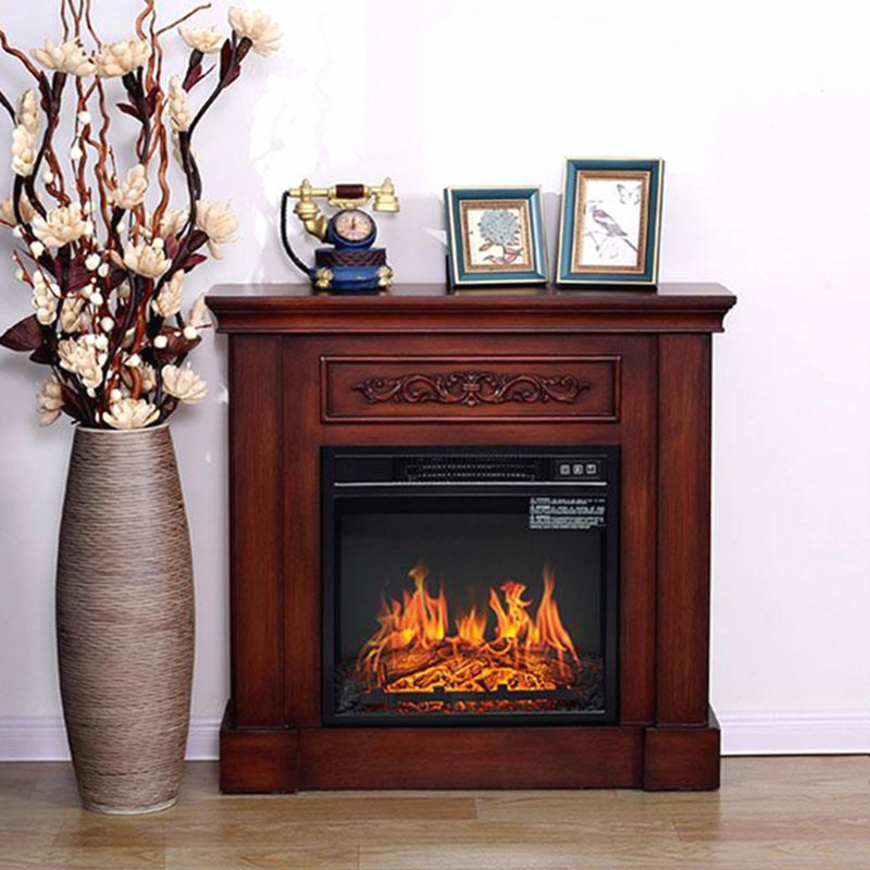 Walnut Manufactured Wood Electric Fireplace