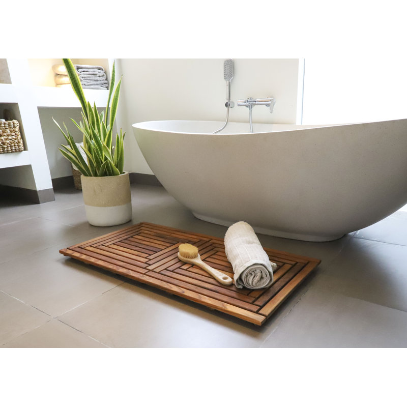 Nordic Teak Wood Oiled Double Framed Bath Mat 40" x 20"