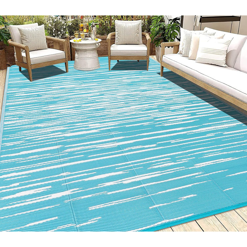 Reversible Plastic Outdoor Rug Waterproof for Patios Clearance,Camping RV,Picnic,Backyard,Deck,Balcony,Porch
