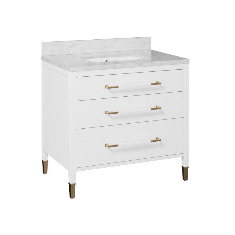 Meuble-lavabo rectangulaire 36 po Verona, Acrylique blanc