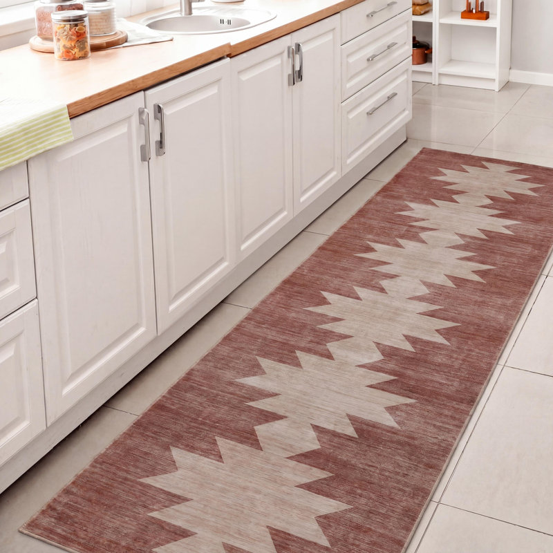 Tapis antidérapant Peyton Minimalist, Rose Clay/Cream, Tapis de couloir 2 pi x 8 pi