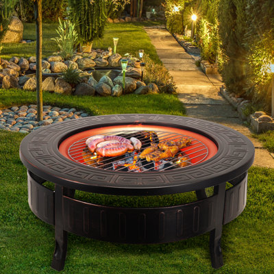 Starkey Round Steel Wood Burning Smokeless Fire Pit with Lid