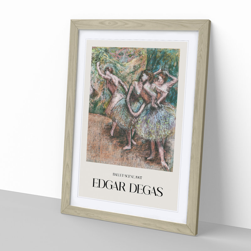 Ballet Scene by Edgar Degas - Picture Frame Graphic Art, 48cm H x 36cm W x 2cm D, Oak Framed