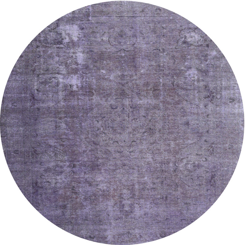 Tapis en violet/gris contemporain, Rond 5 pi