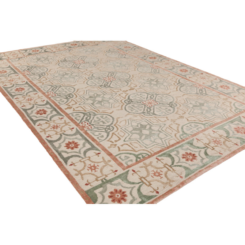 Capistrano Oriental Area Rug in Peach/Soft Blue/Tan, Rectangle 12' x 18'