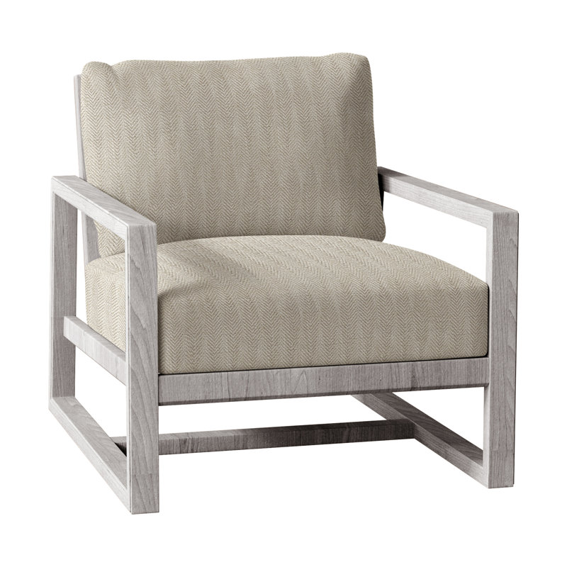Avondale Patio Lounge Chair with Cushions, Natural Teak, Welt + Standard fill, Herringbone Sand