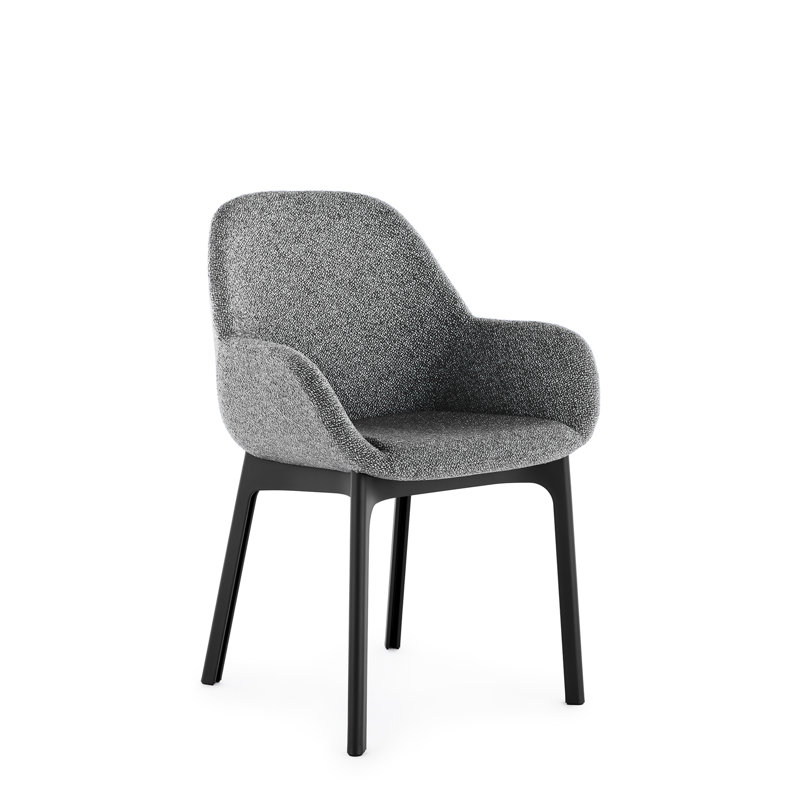 Clap Upholstered Armchair, White, Black