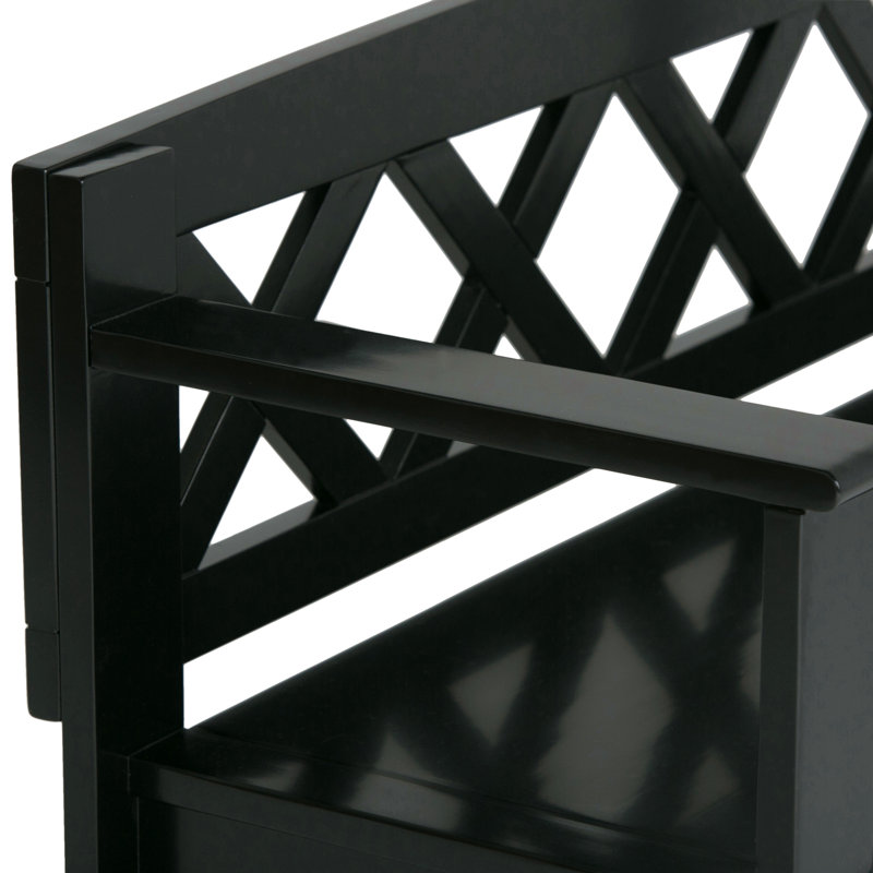 Banc de rangement pour hall d'entrée en bois massif, Noir