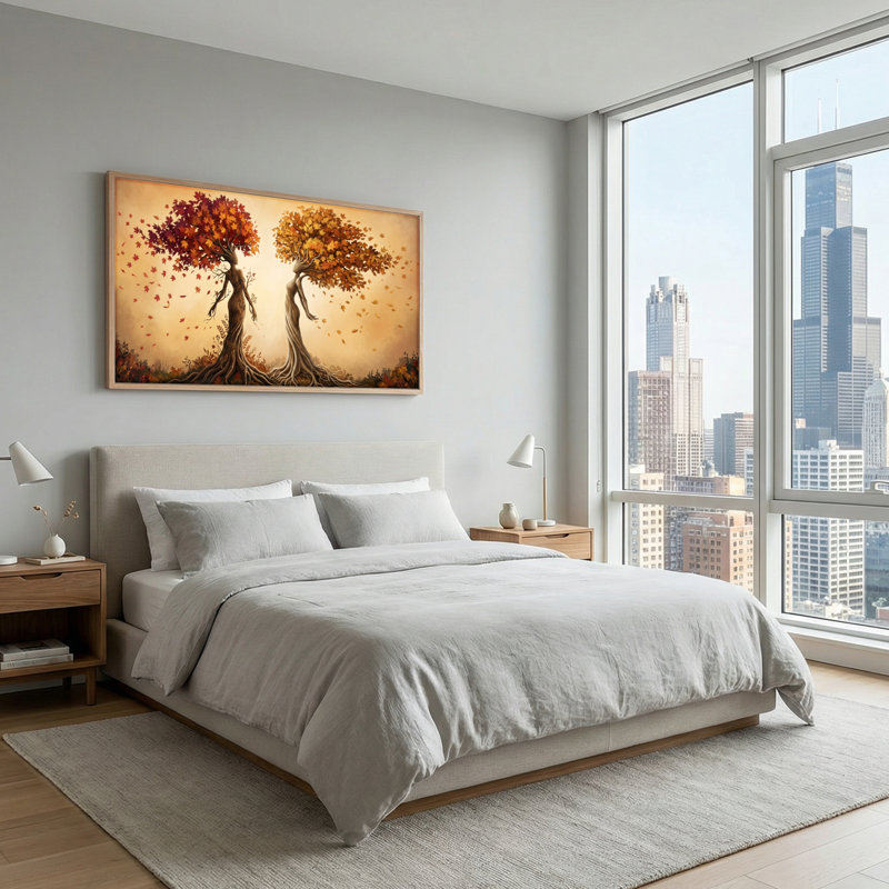Arbre d'automne, art mural sur toile, ensemble de 1, 40“W x 20”H, Natural