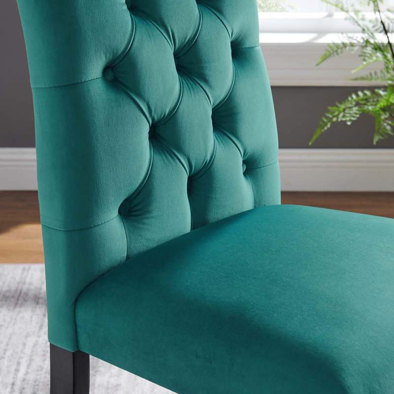 Modway Duchess Performance Velvet Dining Chairs - Set of 2, Teal