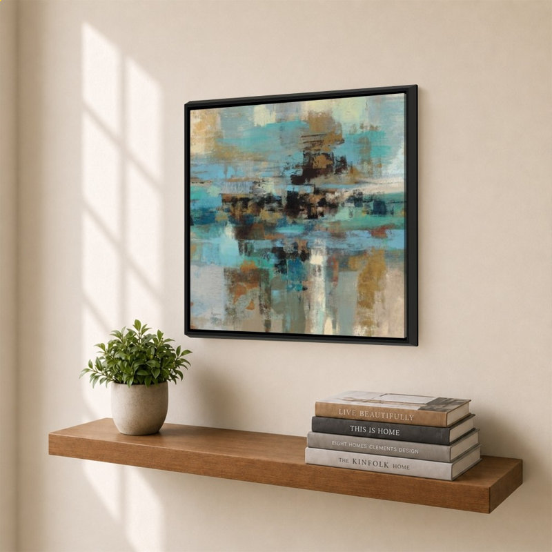 Morning Fjord par Silvia Vassileva - impression sur toile, 34" H x 34" W, Noir
