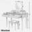Luxury Vanity Desk Set With A Cushioned Stool, Round & Height Adjustable Mirror, 4 Drawers With Strip-fluted Panels-1545174917