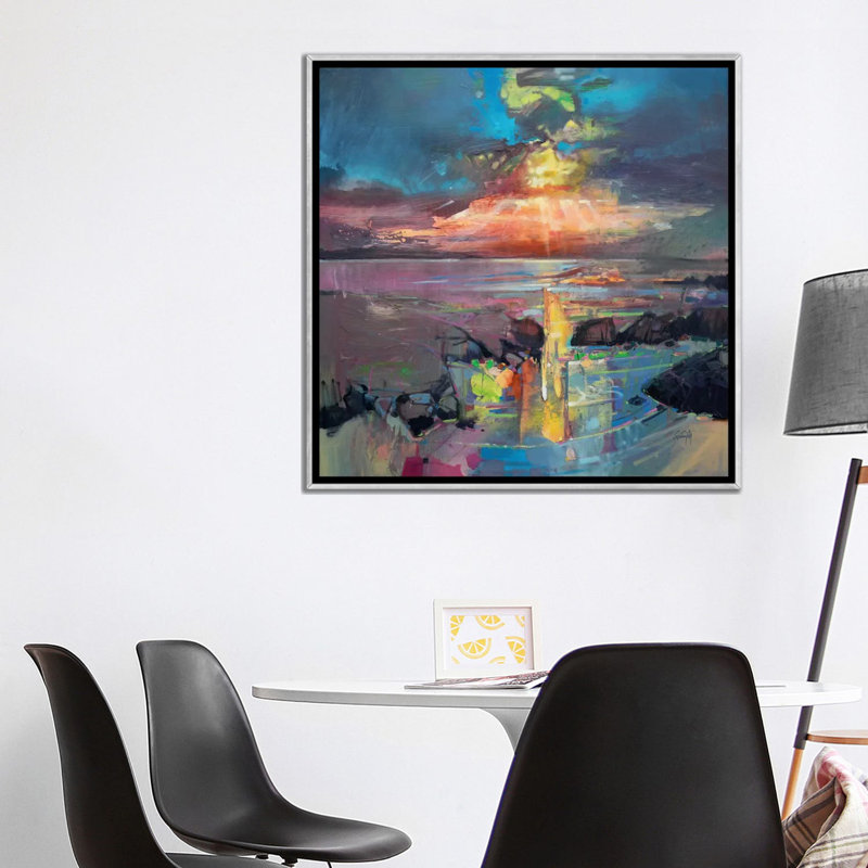 «Sky» par Scott Naismith - reproduction d'art, Pas de tapis, Toile avec cadre argenté, H 37 po x l 37 po x P 1,5 po