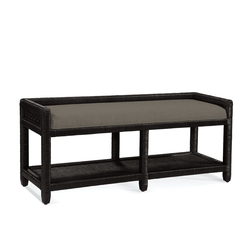 Pine Isle Upholstered Dining Bench, Antique Black, Gray Sugar Performance; 0863-84